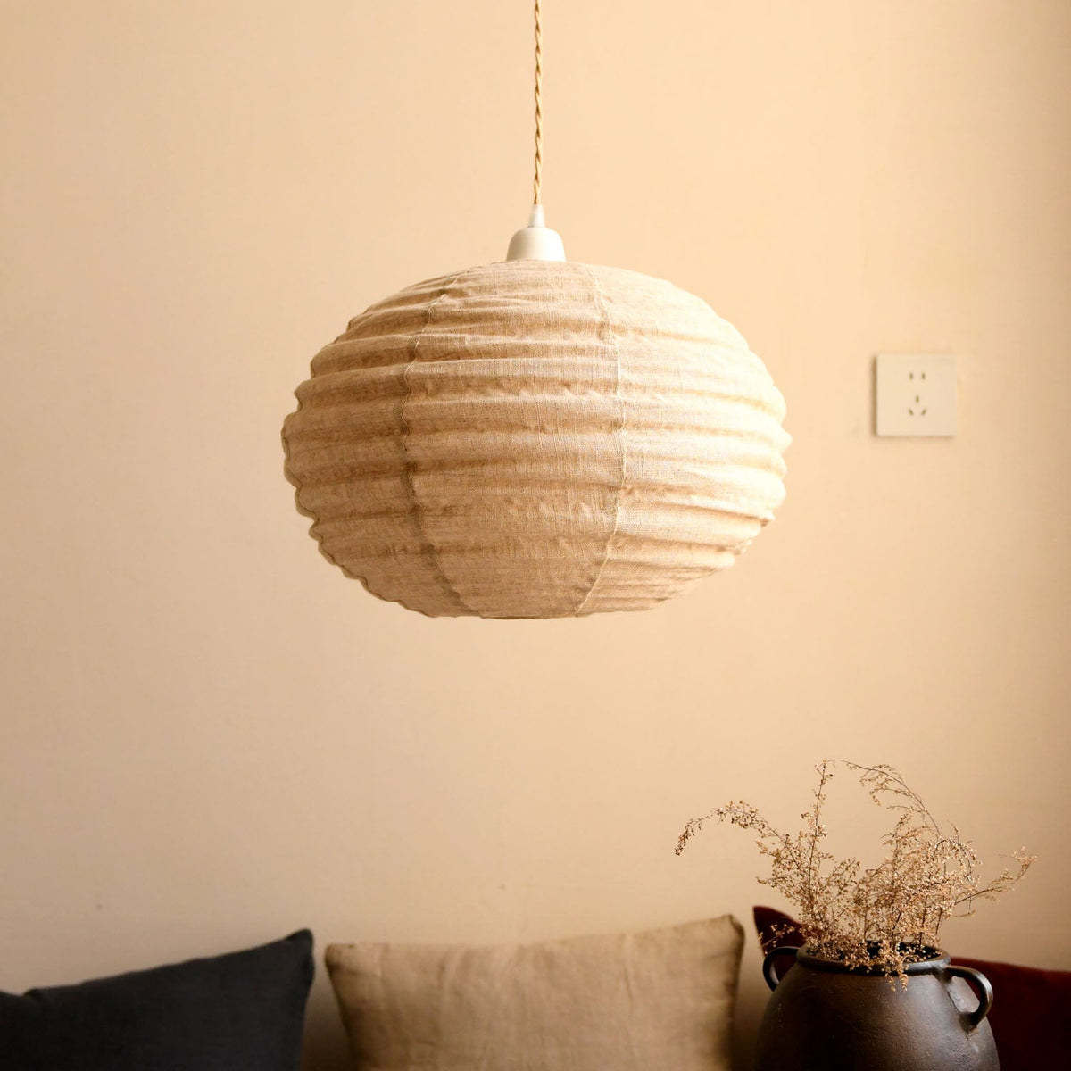 Cocoon Ribbed Sphere Pendant Light — product view 4