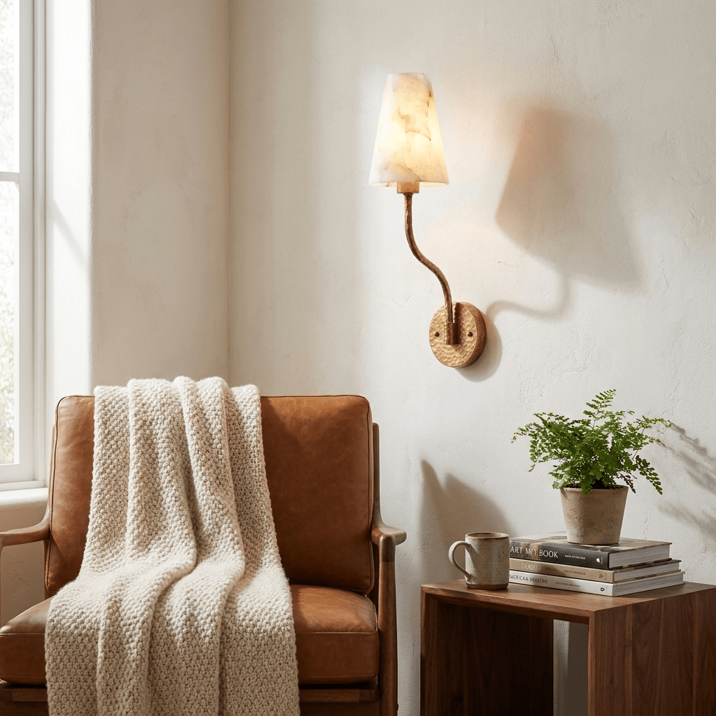 Corwin Hammered Brass Cone Sconce — product view 3