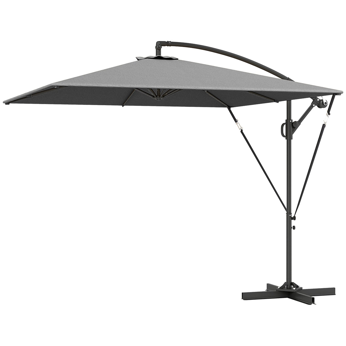 Offset Patio Umbrella with Base, Cover and Tilt Function, Grey — product view 2