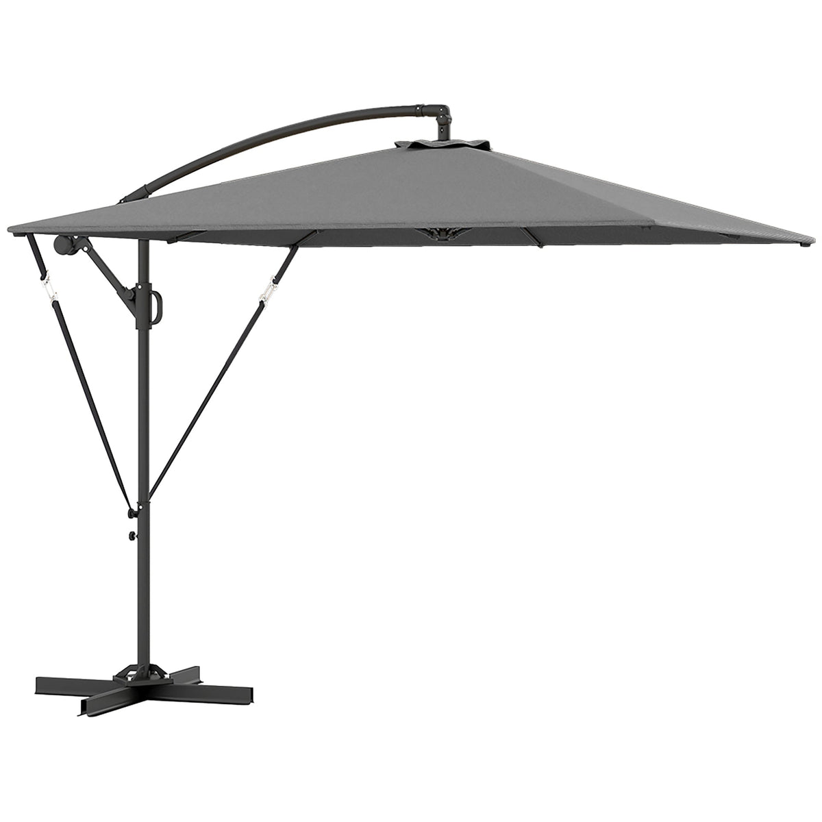 Offset Patio Umbrella with Base, Cover and Tilt Function, Grey — product view 1