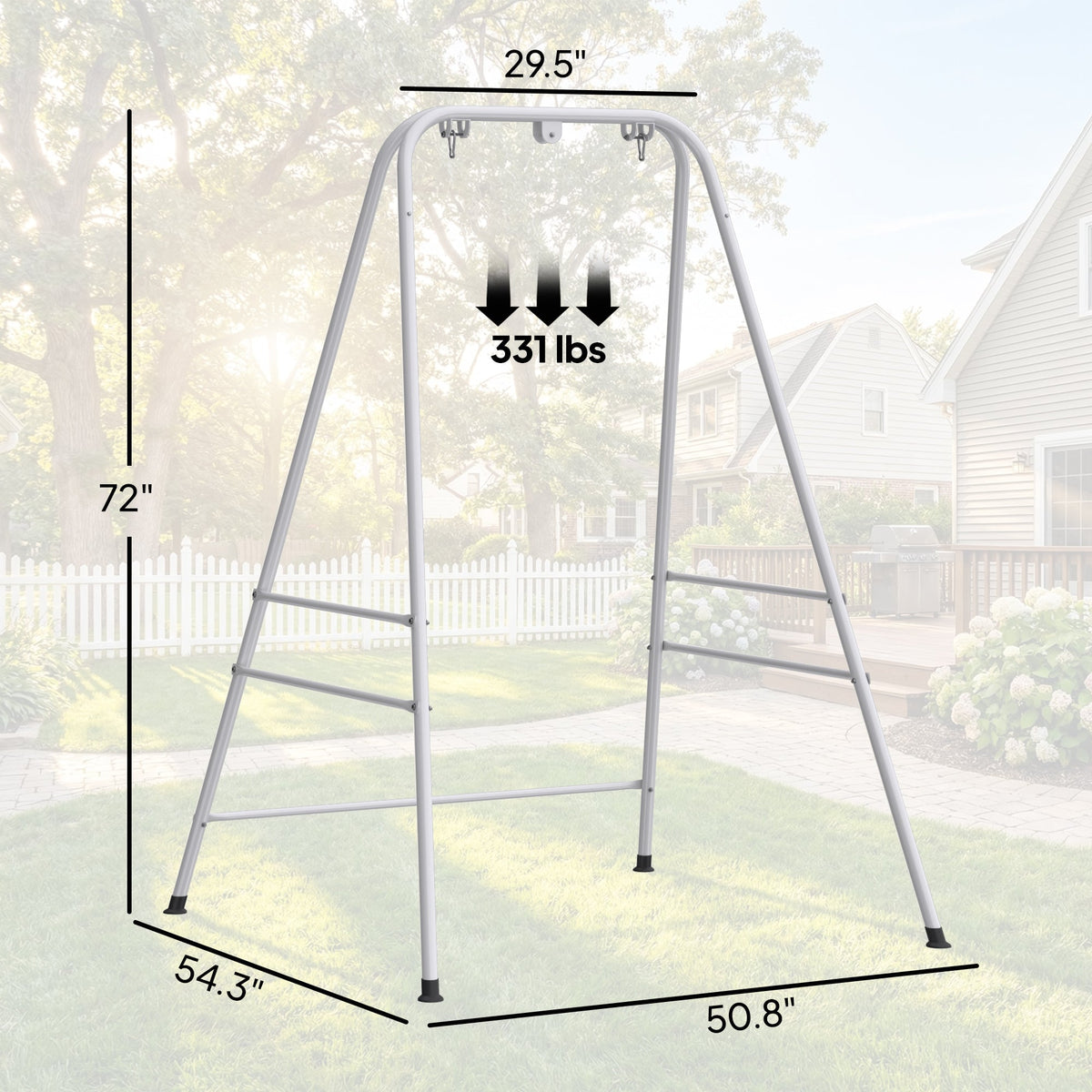 Hammock Chair Stand with Anti-Slip Pads and 2 Carabiners, White — product view 5