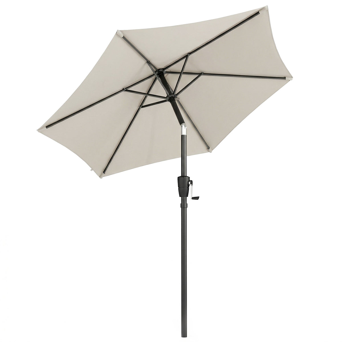 2 m Garden Parasol with Crank Handle, Tilt Function & UV30+, Light Grey — product view 1