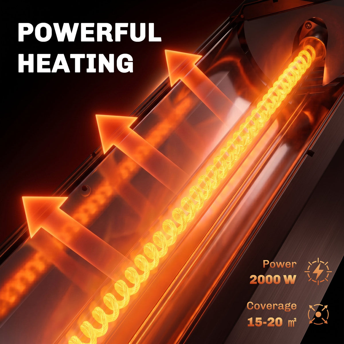 2000 W IR Patio Heater with Cover, Wall or Freestanding, Knob & Remote, Black — product view 6