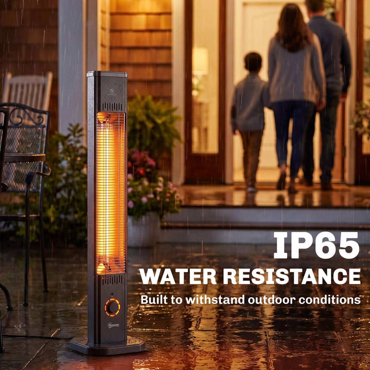 2000 W IR Patio Heater with Cover, Wall or Freestanding, Knob & Remote, Black — product view 7