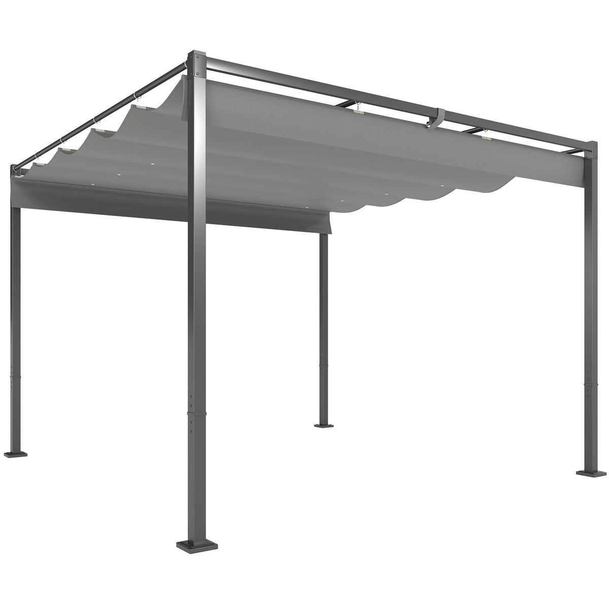 3 x 3m Garden Pergola with Retractable Roof & Magnetic Fixing, Grey — product view 1