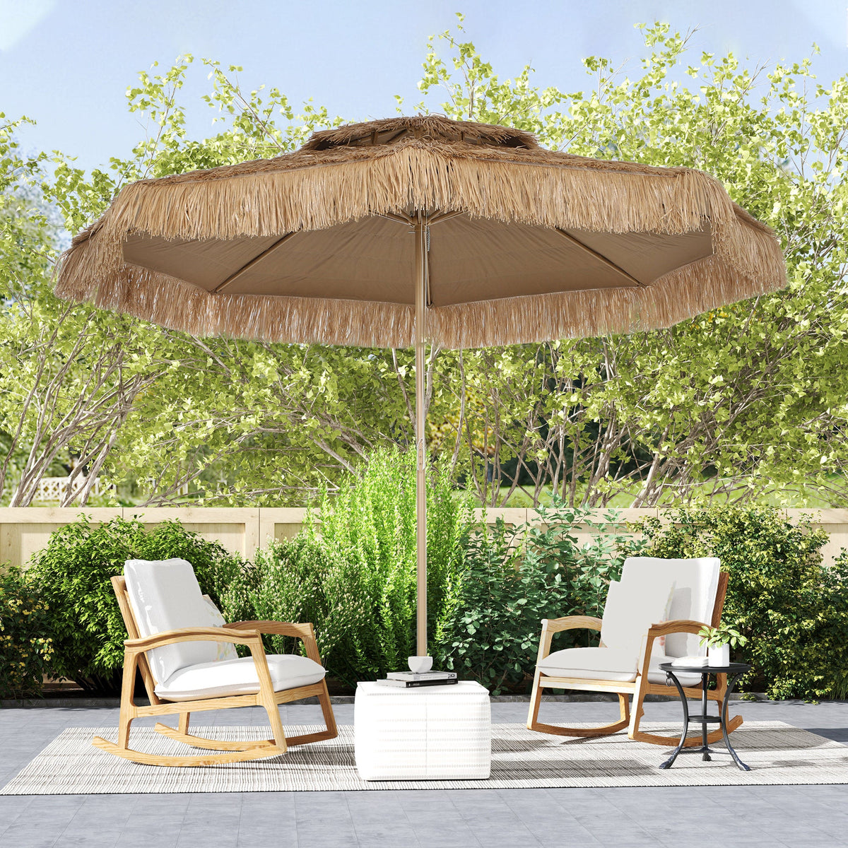 10FT Hula Thatched Tiki Patio Umbrella with 2-Tier Canopy, Natural — product view 4