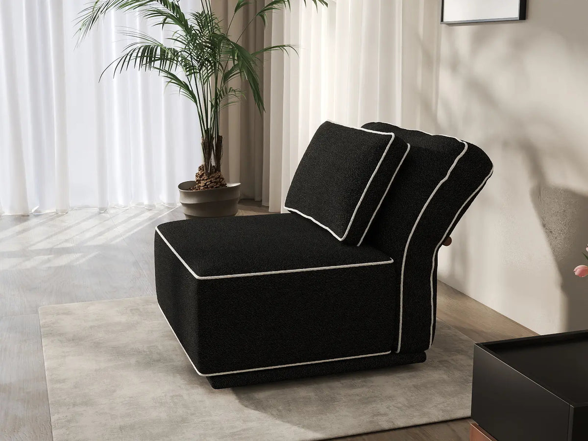 Deluxe Cloud 1-Seater Black Small Space Single Sofa | 1-Piece, Bouclé Sherpa-Like Fabric, Easy To Clean — product view 4