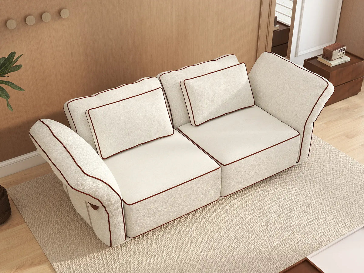 Deluxe Cloud 2-Seater Beige Small Space Loveseat | 2-Piece, Bouclé Sherpa-Like Fabric, Easy To Clean — product view 5