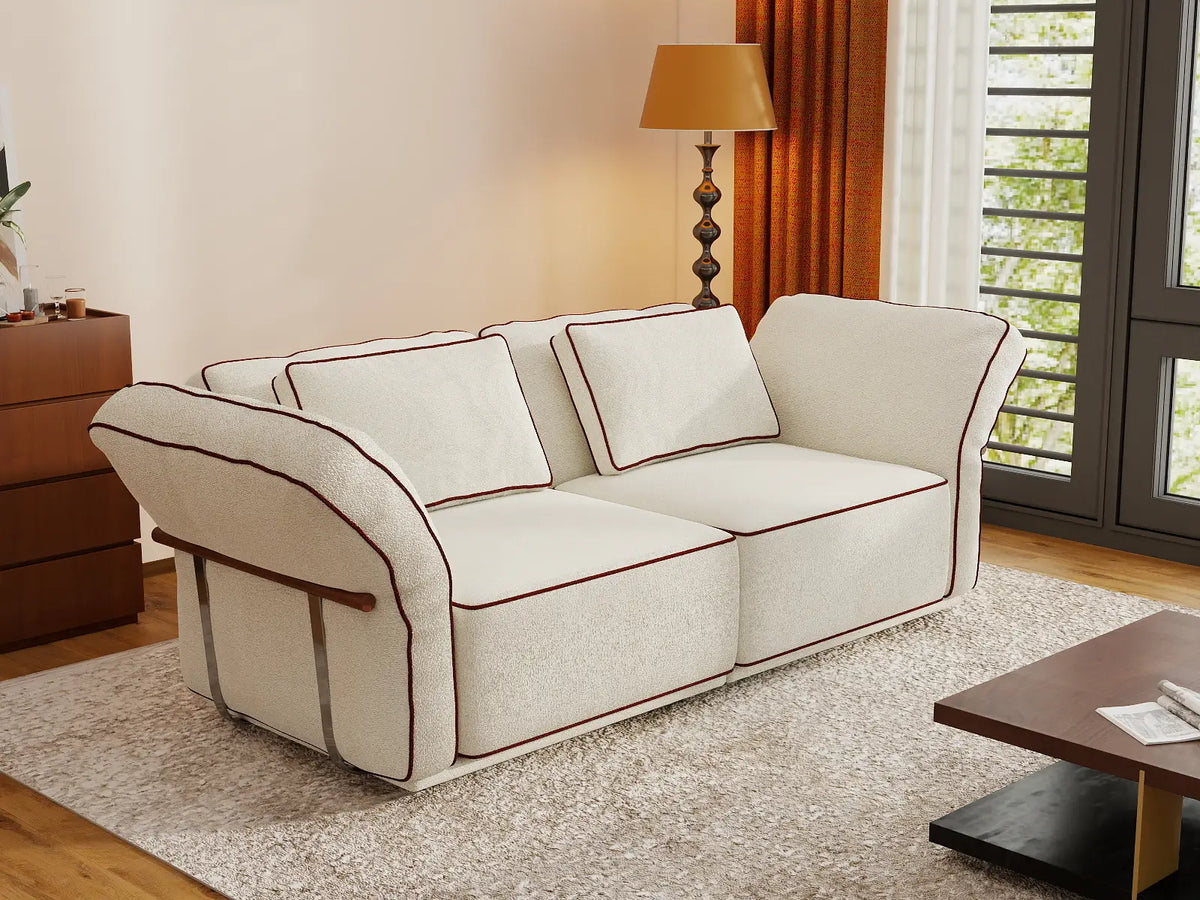 Deluxe Cloud 2-Seater Beige Small Space Loveseat | 2-Piece, Bouclé Sherpa-Like Fabric, Easy To Clean — product view 6