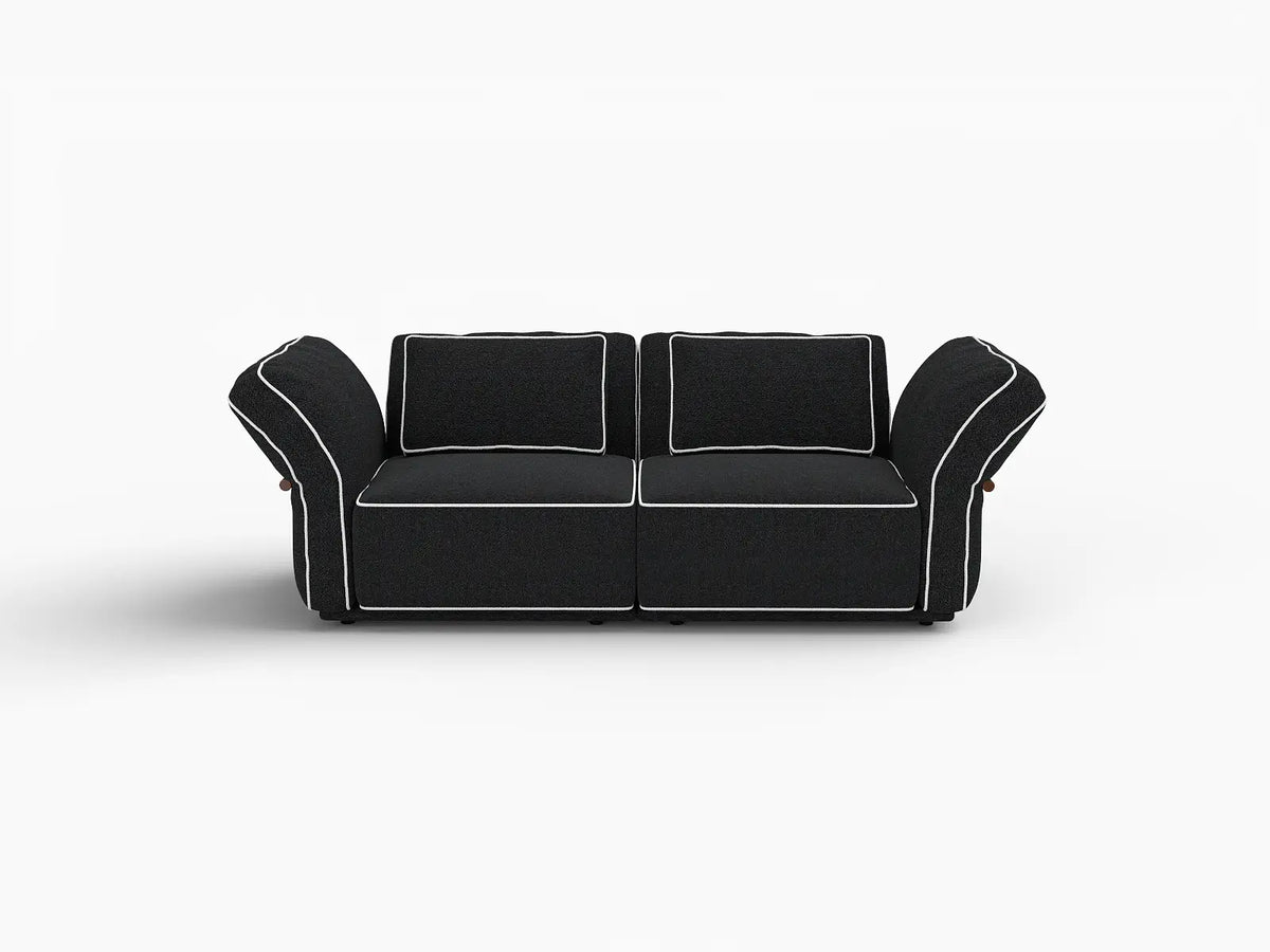 Deluxe Cloud 2-Seater Black Small Space Loveseat | 2-Piece, Bouclé Sherpa-Like Fabric, Easy To Clean — product view 7