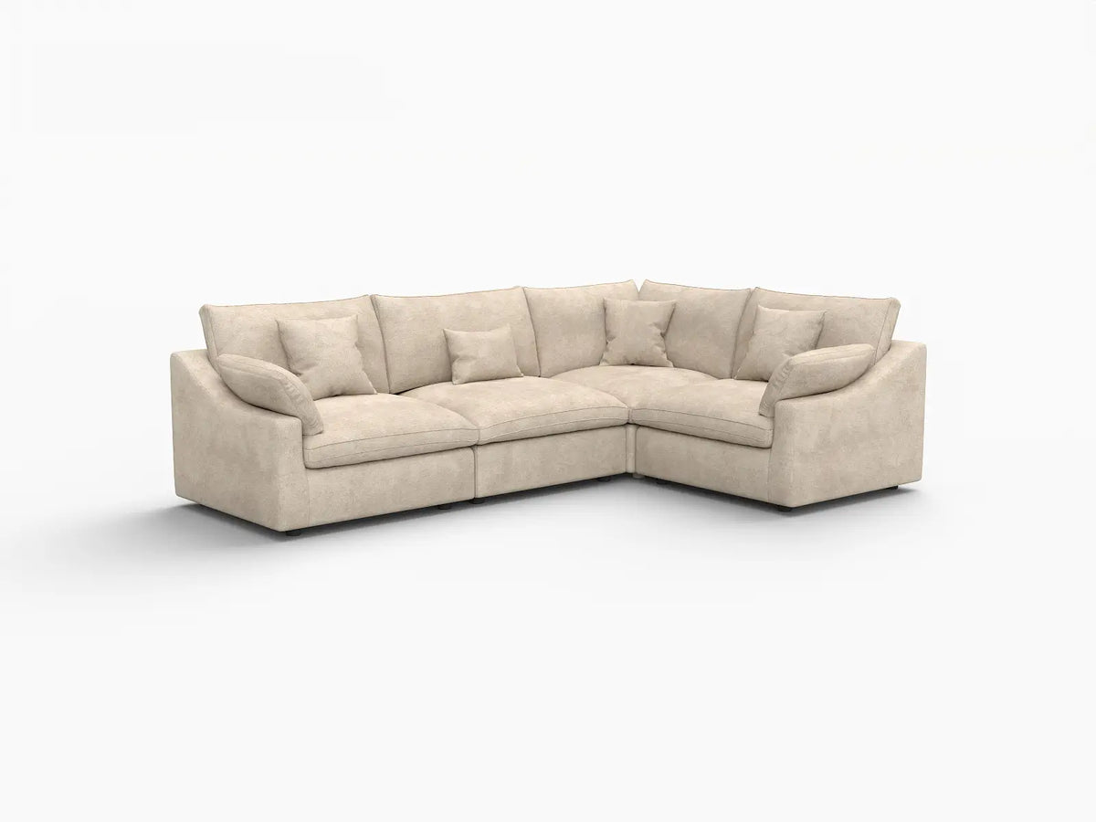 Deluxe Slope Cloud Sectional Sofa Covers | Khaki Chenille and Linen Sofa Cover for 4-Seater — product view 2