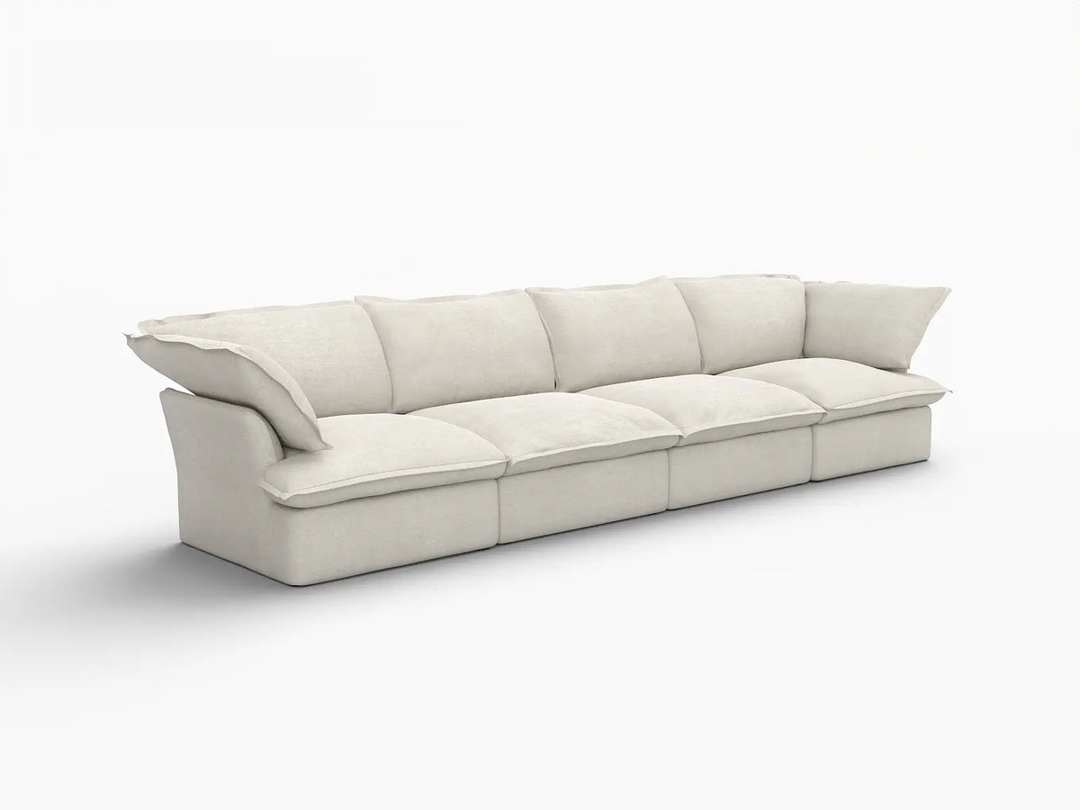 Deluxe Linen Cloud Sectional Sofas Covers | Beige Cotton and Linen Sofa Cover for 4-Seater — product view 2