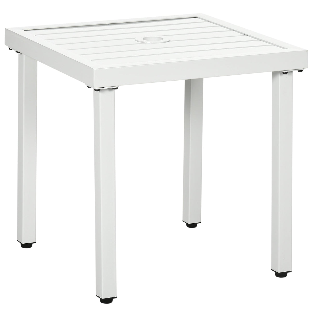 51 x 51 cm Garden Side Table with Umbrella Hole, White — product view 2