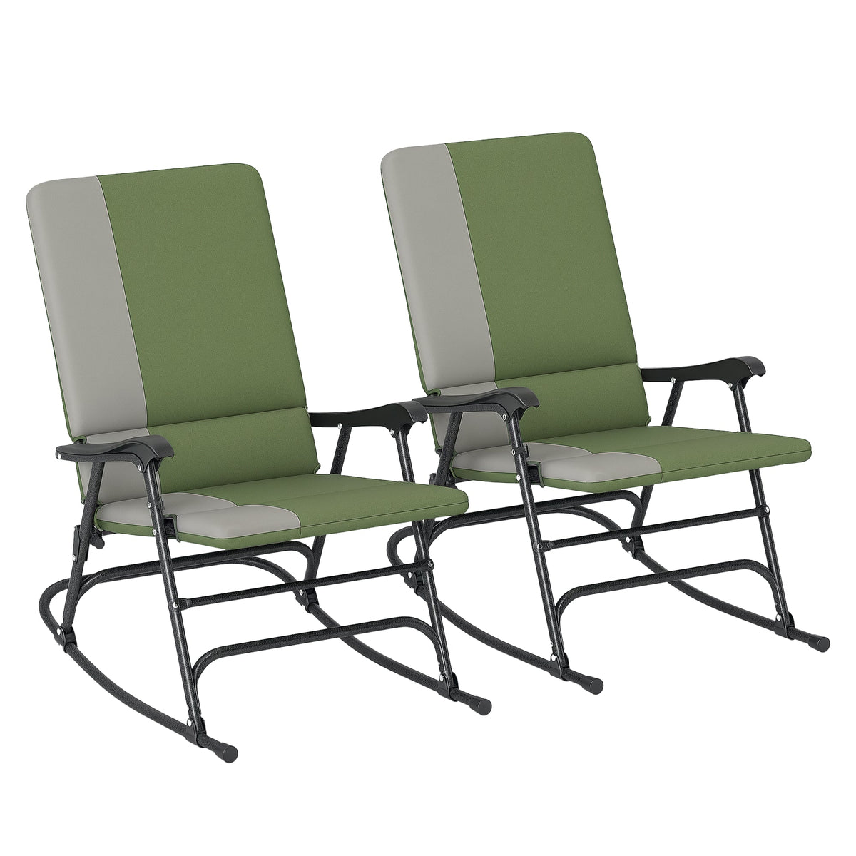 2-Piece Folding Outdoor Rocking Chairs, Dark Green — product view 1