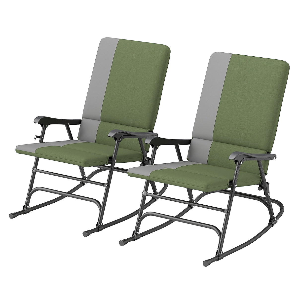 2-Piece Folding Outdoor Rocking Chairs, Dark Green — product view 2