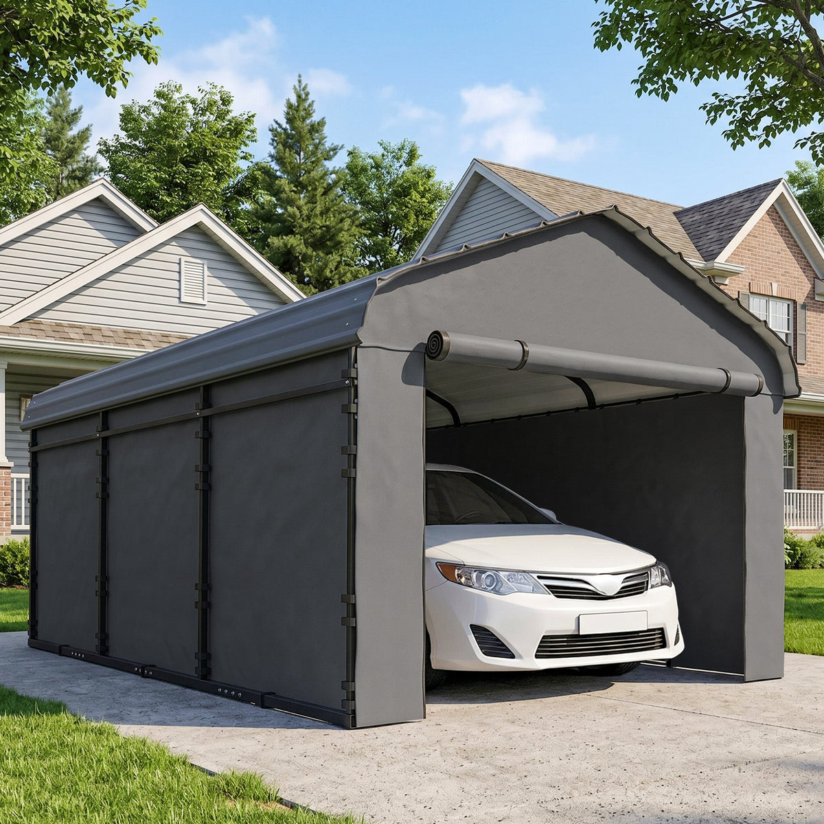 Onward 10' x 15' Heavy Duty Metal Carport with Galvanized Roof & Removable Sidewalls — product view 3