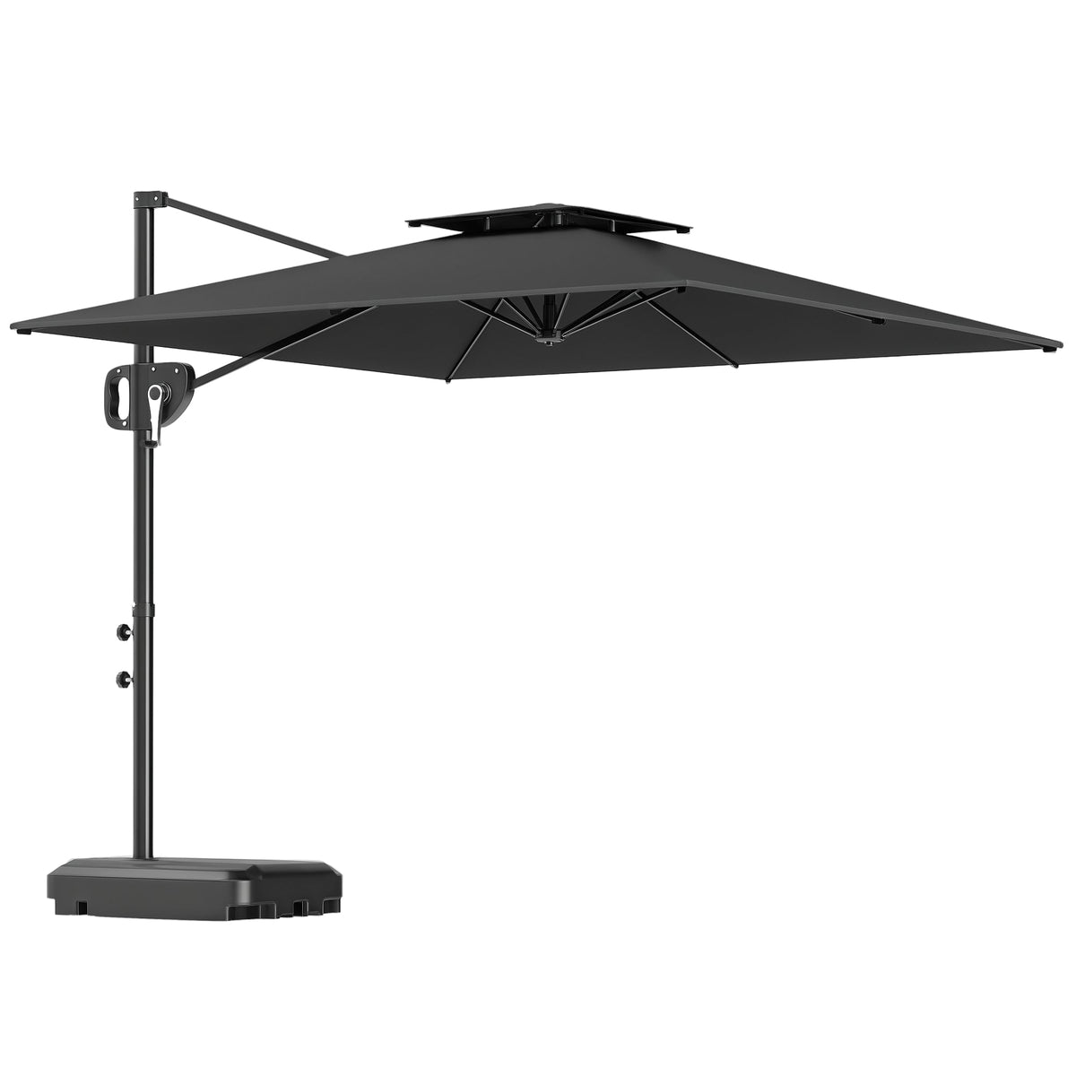 8' x 9' Square Cantilever Patio Umbrella with Fillable Base, Dark Grey — product view 1