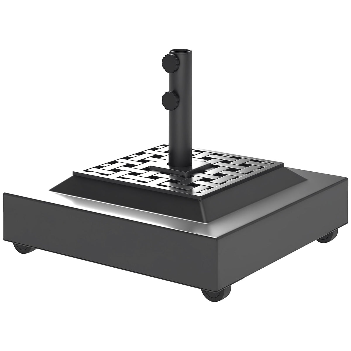 Outdoor Umbrella Base with Wheels, Up to 143lbs Sand or 112lbs Water, Black — product view 1
