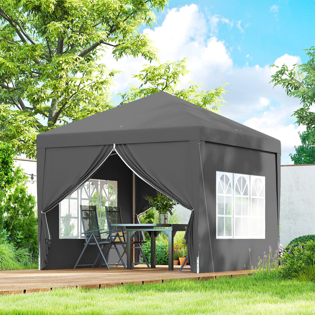 10' x 10' Pop-Up Party Tent Canopy with Carrying Bag, Grey — product view 3