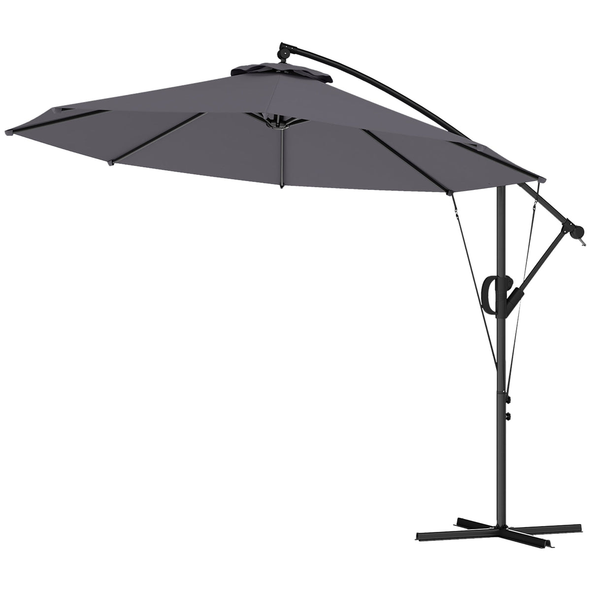 118.1" Offset Patio Umbrella with Cover, Tilt and Wind Strap, Grey — product view 2