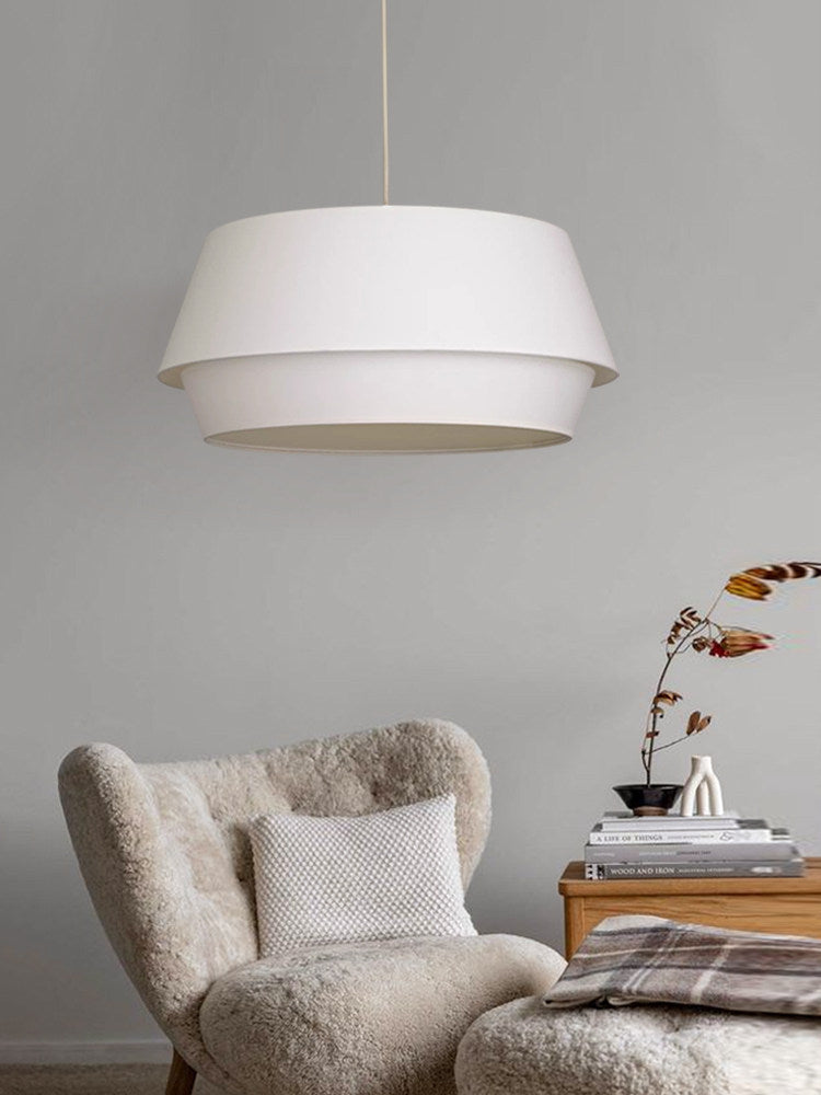 Ecru Two-Tier Linen Pendant Lamp — product view 6