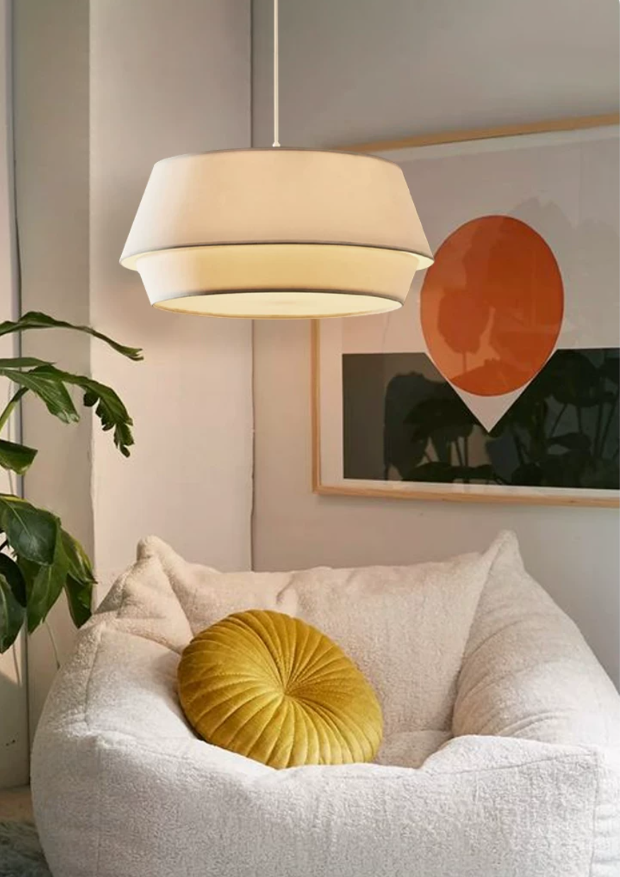 Ecru Two-Tier Linen Pendant Lamp — product view 7