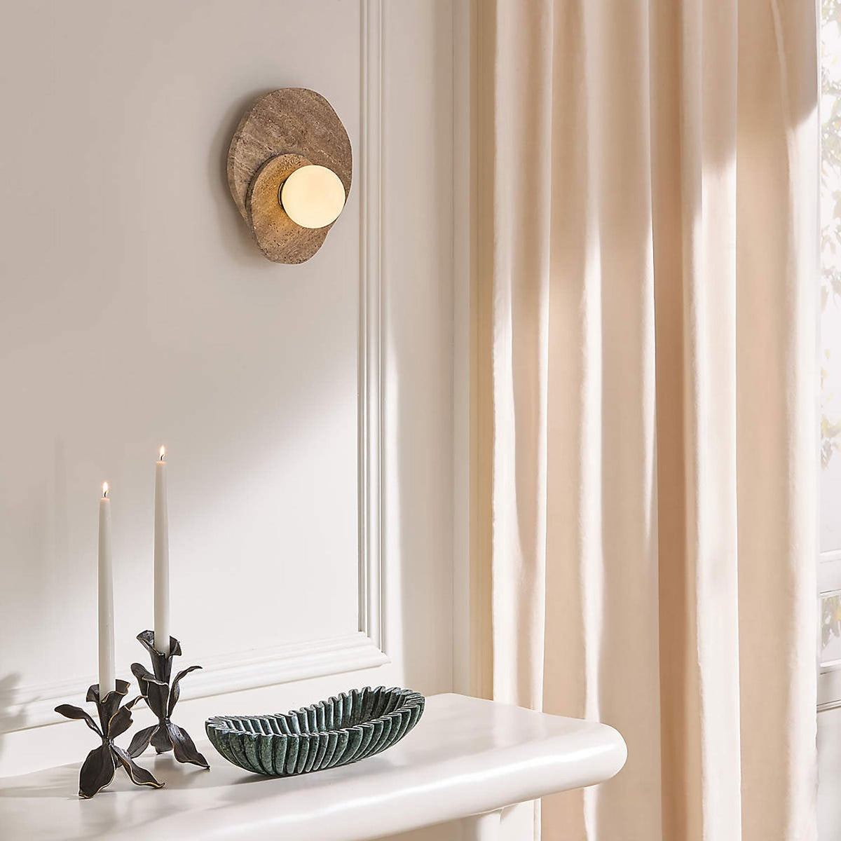 Elyra Layered Stone Globe Wall Sconce — product view 2