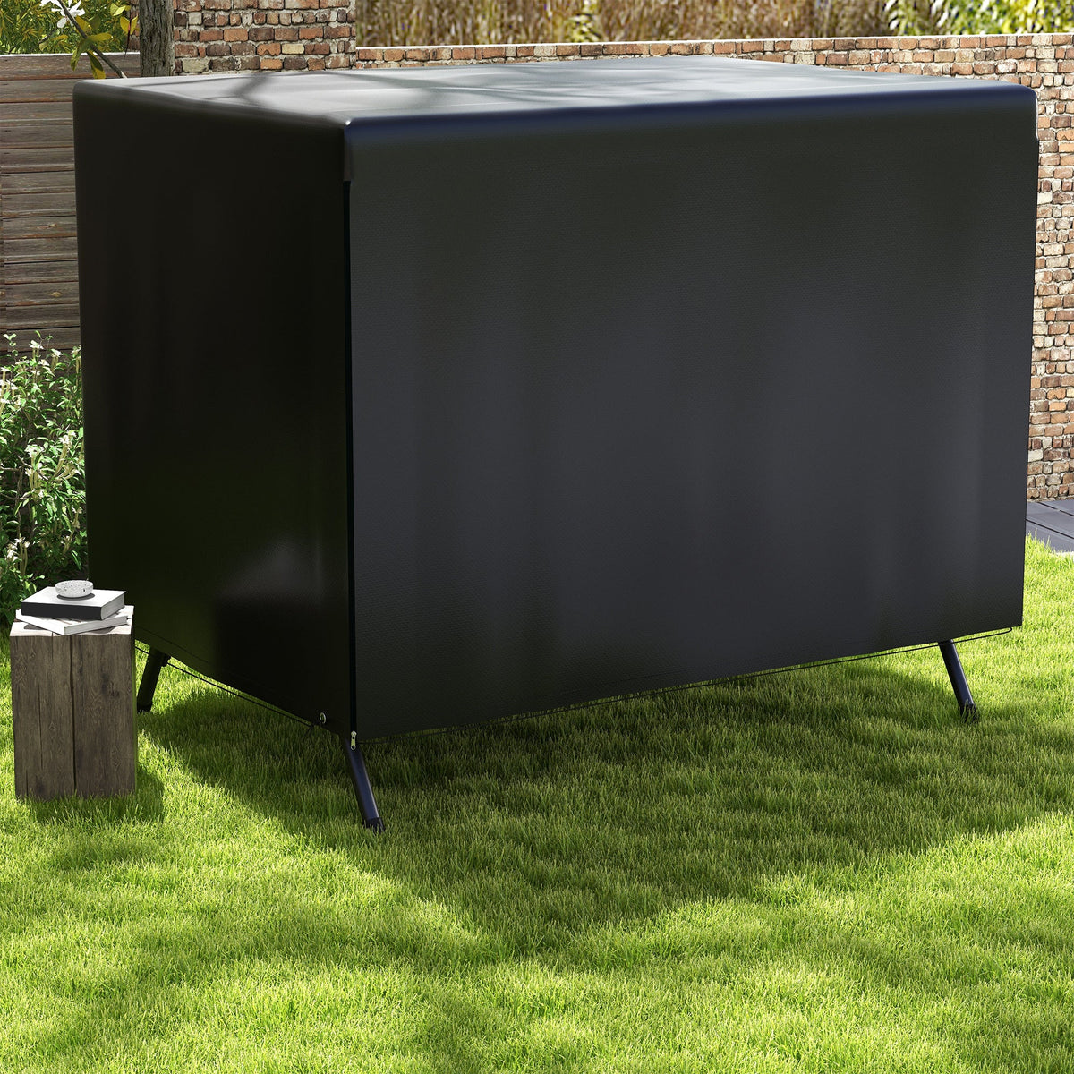 85" x 61" x 59" 3-Seater Patio Swing Cover, Black — product view 4
