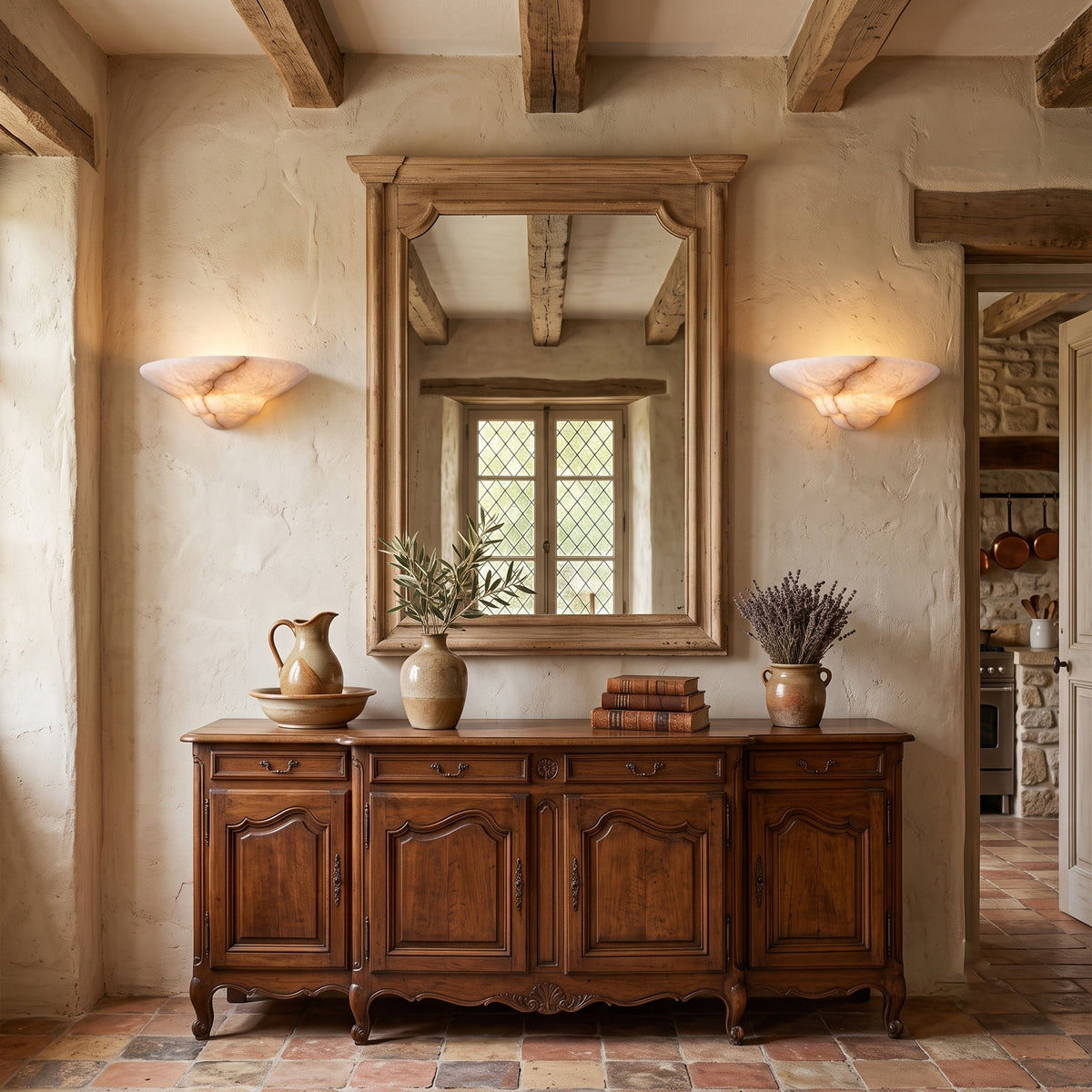 Escala Stepped Alabaster Wall Sconce — product view 2