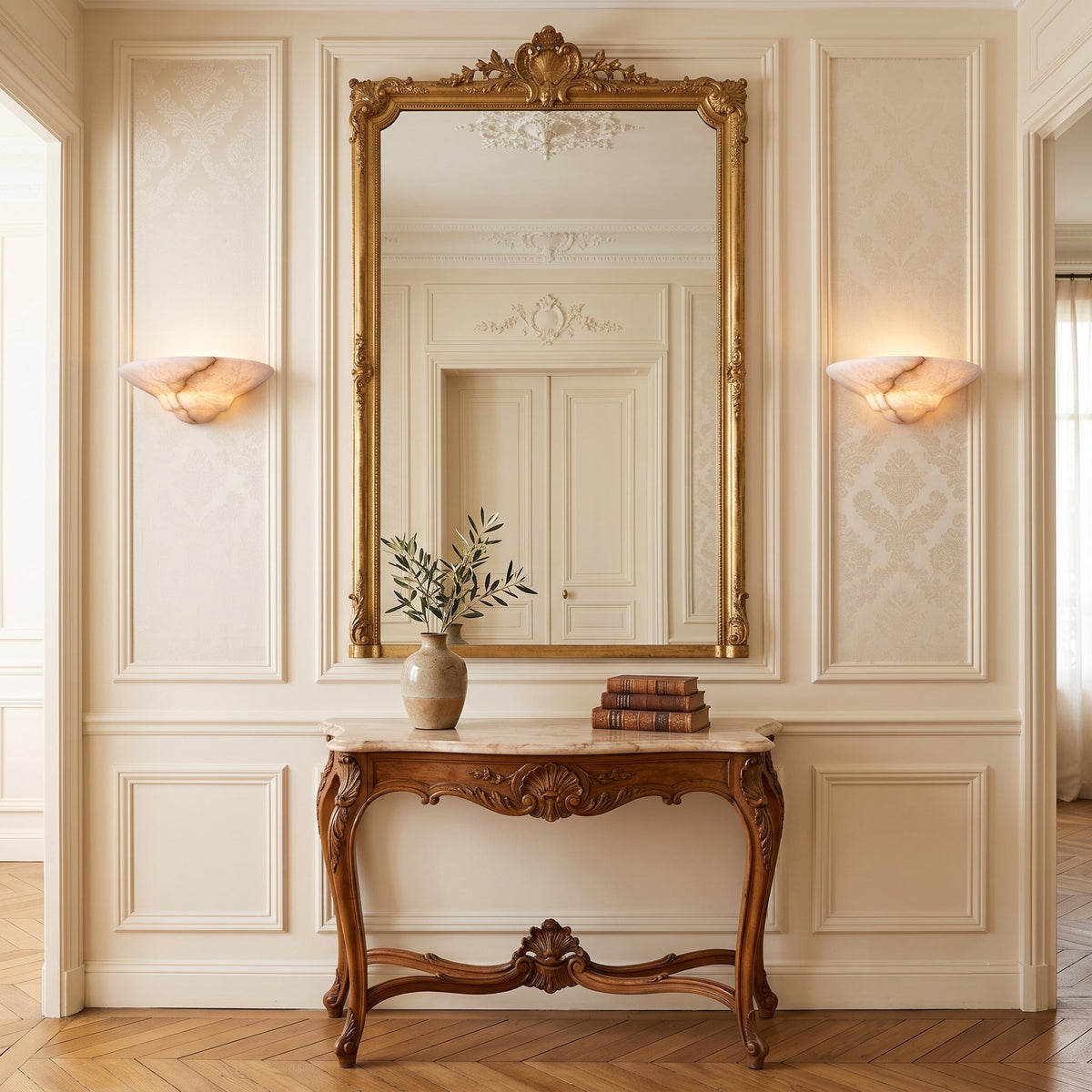 Escala Stepped Alabaster Wall Sconce — product view 3