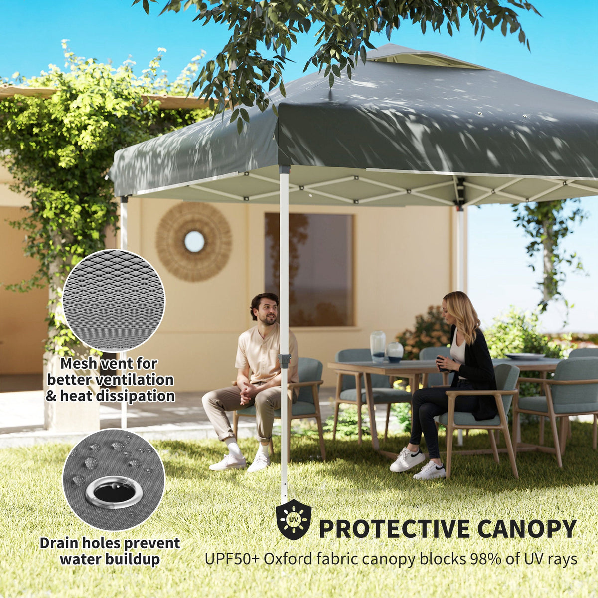 10 x 10 ft Pop Up Canopy Tent with Mosquito Netting and Sandbags, Dark Grey — product view 7
