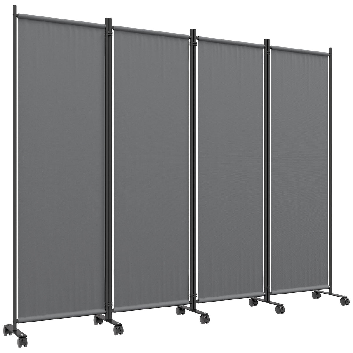 4 Panel Folding Room Divider with Lockable Wheels, Dark Grey — product view 1