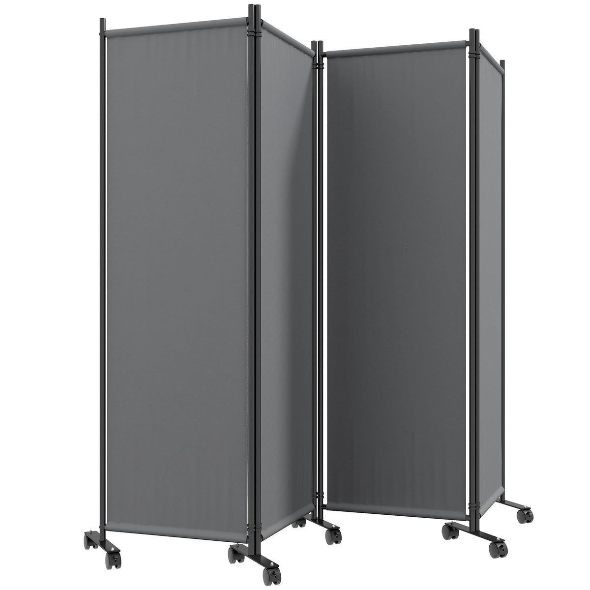 4 Panel Folding Room Divider with Lockable Wheels, Dark Grey — product view 2