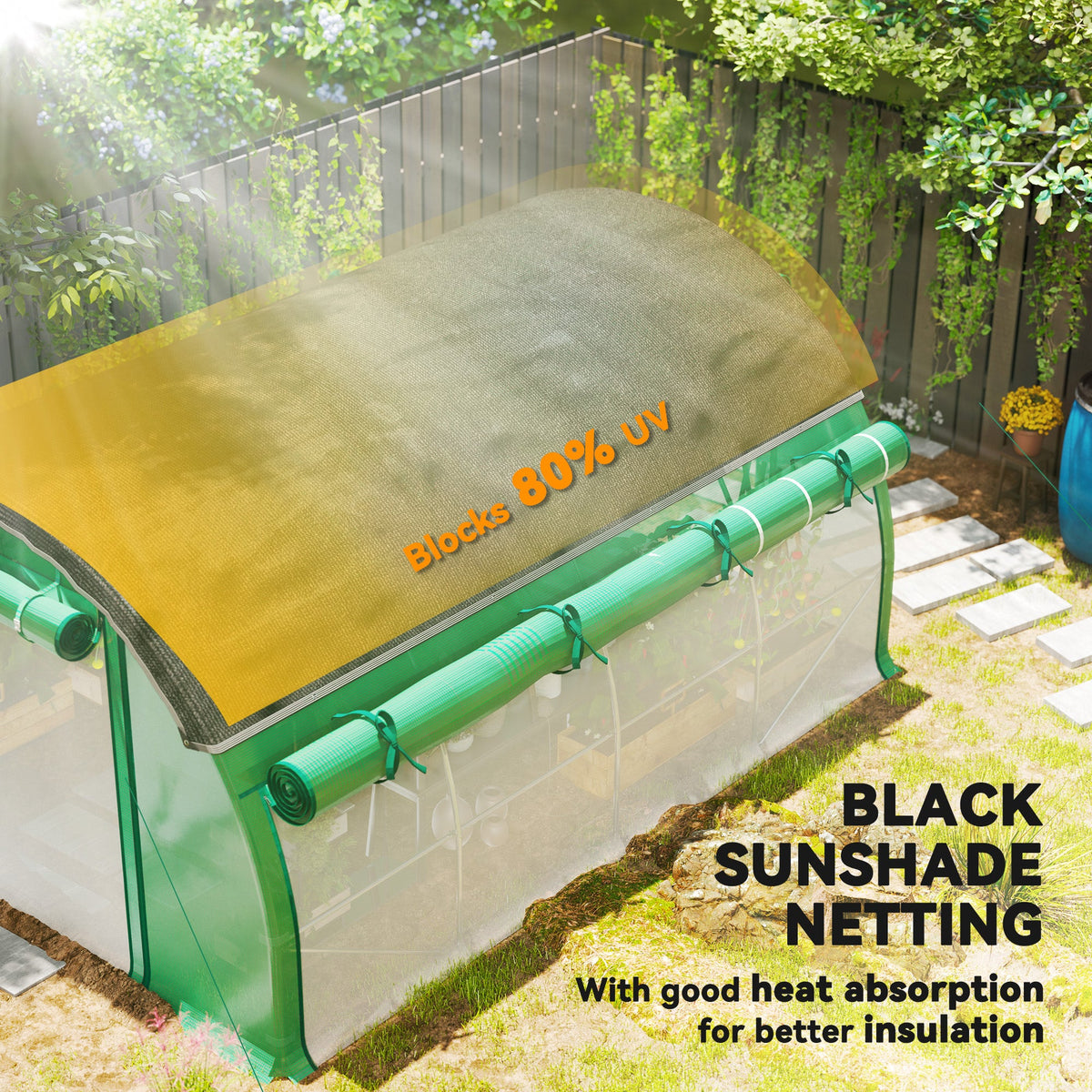 10' x 13' x 6.5' Walk-in Tunnel Greenhouse with 2 Doors, Green — product view 6