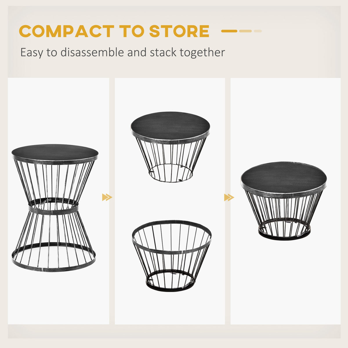 16" Steel Patio Side Table with Hourglass Design, Black — product view 7