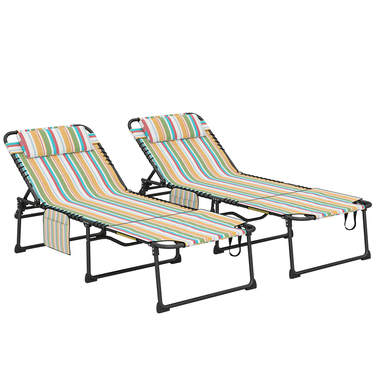 2-Piece Folding Chaise Lounge with Face Hole, Rainbow Striped — product view 1