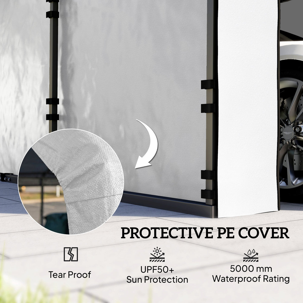 Carport Sidewall Panels Set of 4 for 10' x 15' Structures, White — product view 7