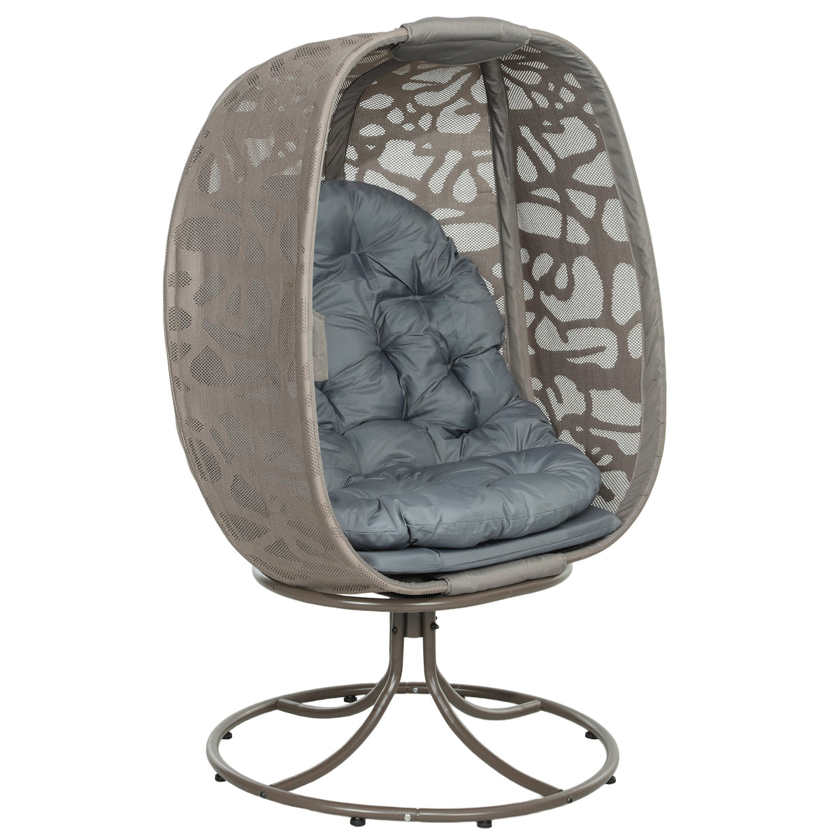 Swivel Egg Chair with Cushions & Foldable Basket Seat, Grey — product view 2