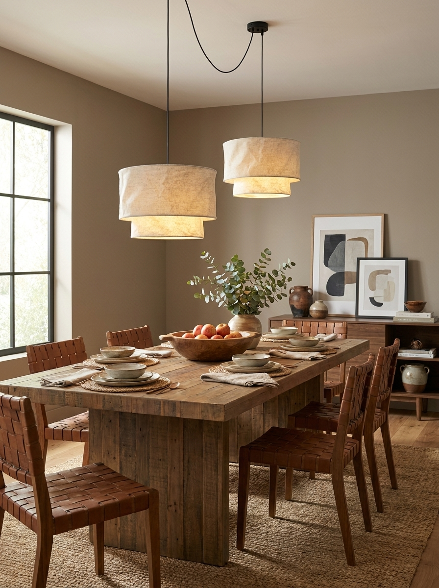 Flax Linen Drum Pendant Lamp — product view 4