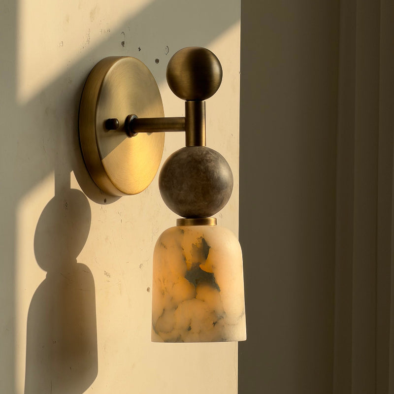 Flume Alabaster Wall Lamp Natural Stone LED Elongated Form Bedroom Living Room — 3 Size Options — product view 1