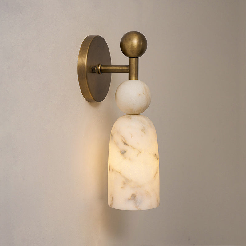 Flume Alabaster Wall Lamp Natural Stone LED Elongated Form Bedroom Living Room — 3 Size Options — product view 2