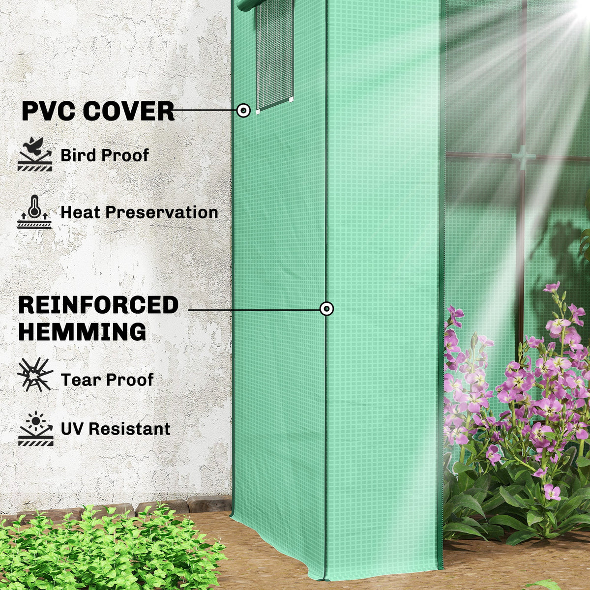 77.2" x 30.3" x 77.6" Lean-to Tomato Greenhouse, Green — product view 6