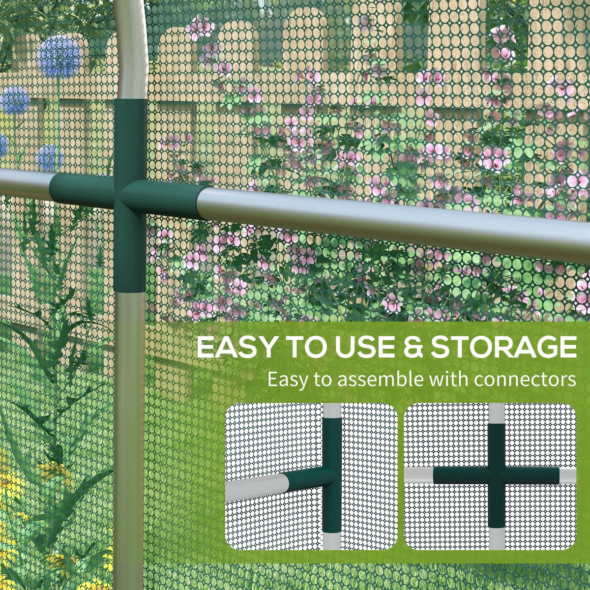 4' x 12' Crop Cage with Zippered Door, Green — product view 7