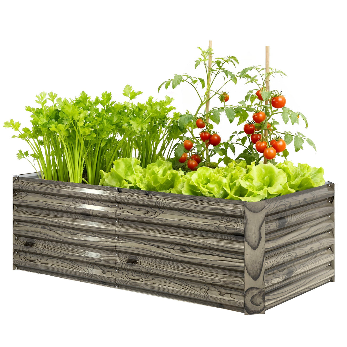 6' x 3' x 2' Galvanized Raised Garden Bed for Vegetables, Light Wood Effect — product view 2