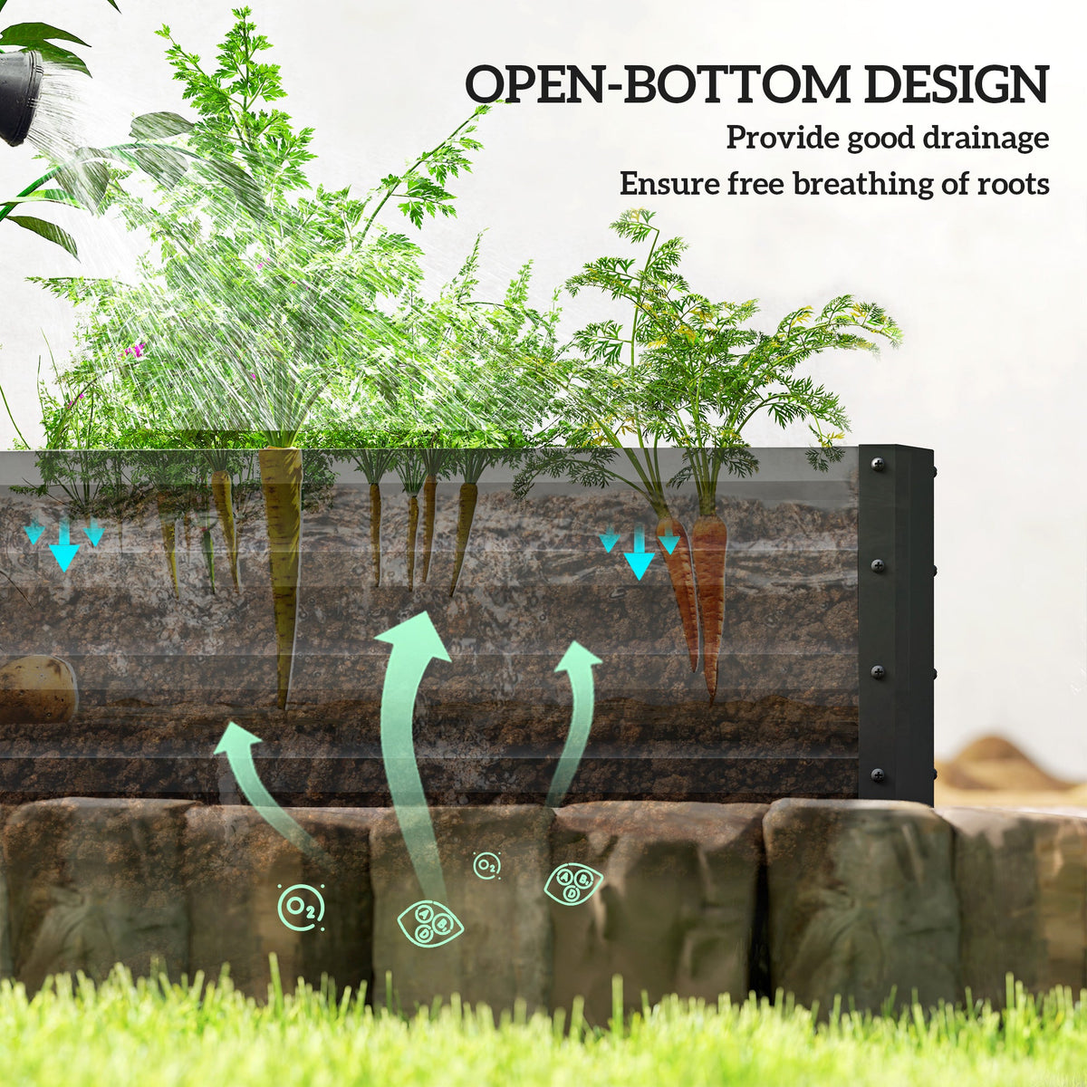 82" x 109" x 12" L-Shaped Raised Garden Bed, Black — product view 7