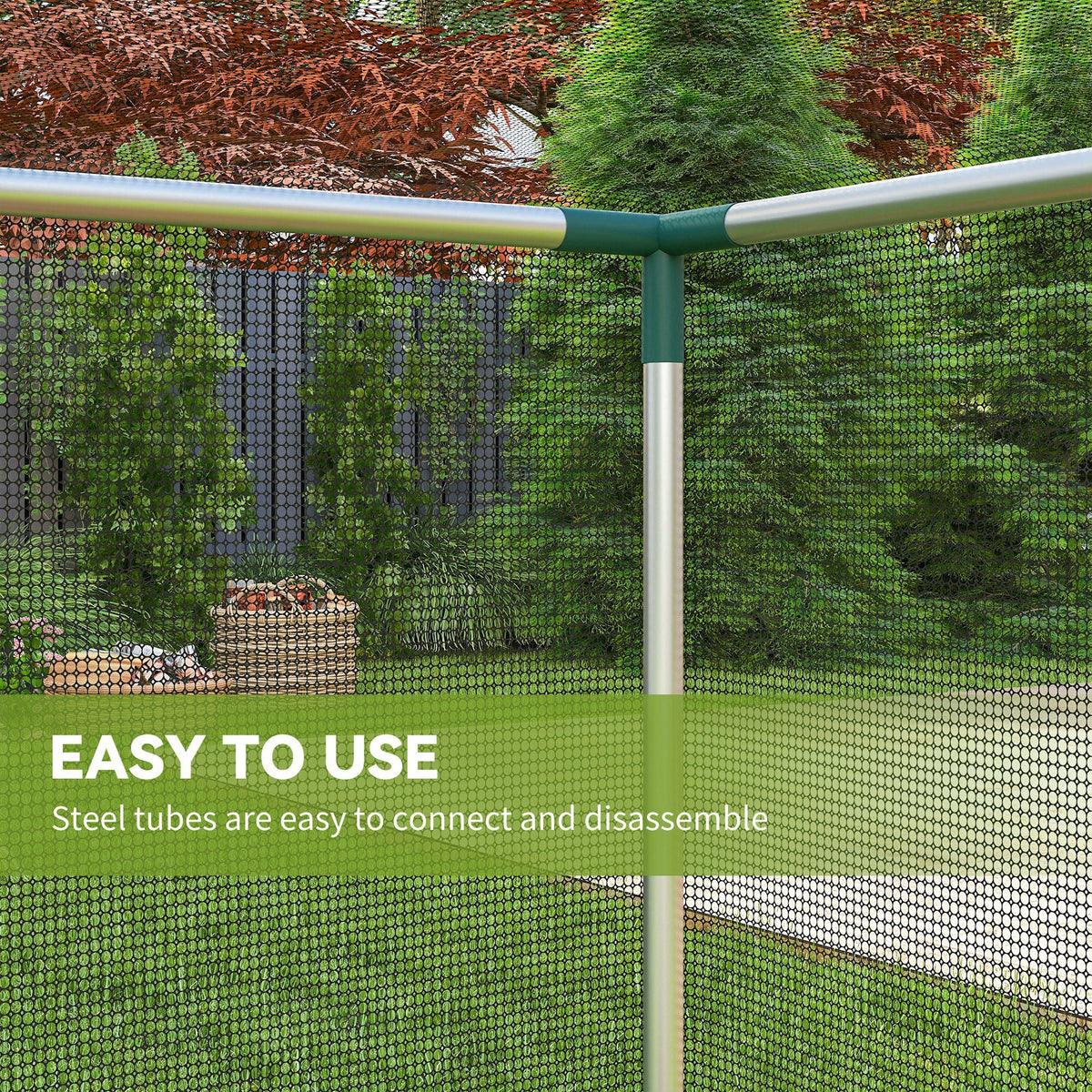 4' x 4' Crop Cage with Zippered Door and Steel Frame, Black — product view 7