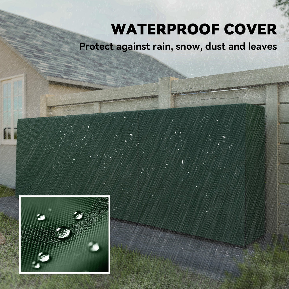 10 ft Heavy Duty Firewood Rack with Waterproof Cover & Steel Chains, Dark Green — product view 6