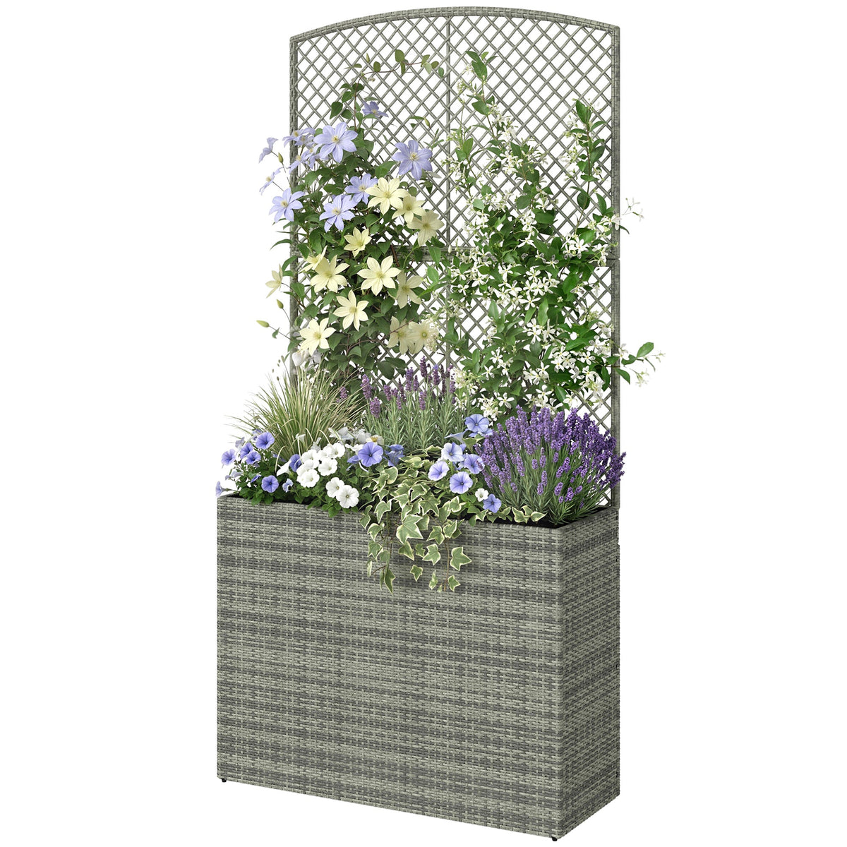 Rattan Planter with Trellis for Climbing Plants, 80 x 30 x 163 cm, Dark Grey — product view 2