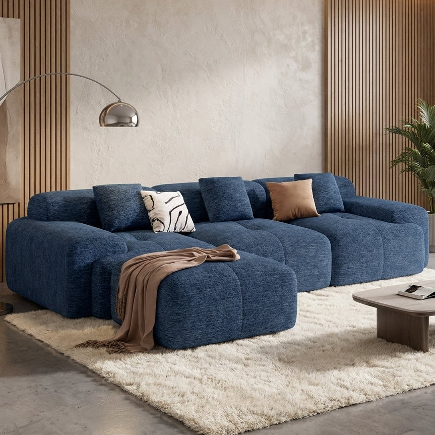 Flex Sofa | 122" Modular L-Shape Boneless Chenille Sectional with Ottoman — product view 6