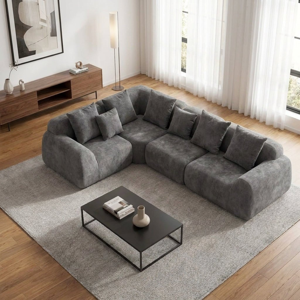 Flex Sofa | 118" Curved Velvet Boneless Sectional with L-Shape Chaise — product view 2